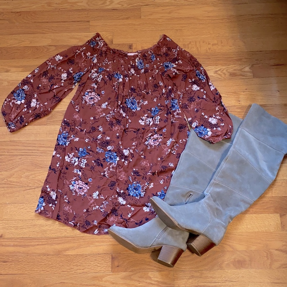 Floral off shoulder babydoll dress
